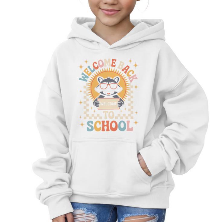 Welcome Back To School Raccoon First Day Of School Checkered Premium Tri-Blend Graphic Kid Hoodie