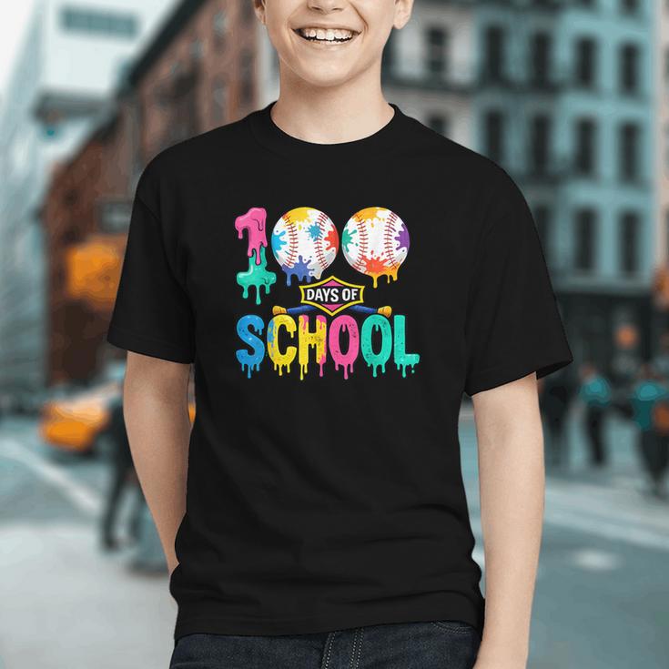 100 Days Of School Baseball Boys Kids Colorful 100th Day Graphic Youth