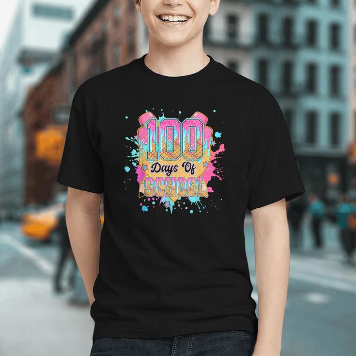 100 Days Of School Baseball Drip Boys Kids 100th Day Graphic Youth