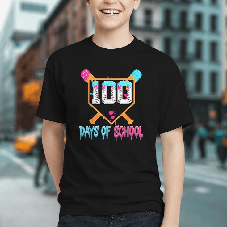 100 Days Of School Baseball Ice Cream Drip 100th Day School Graphic Youth 100 Days Of School Baseball Ice Cream Drip 100th Day School Graphic Youth
