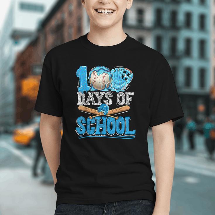 100 Days Of School Baseball Ice Cream Drip Student Kids Boys Graphic Youth