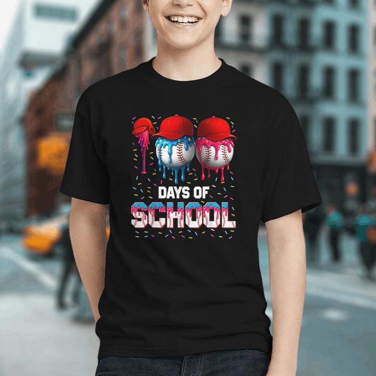 100 Days Of School Dripping Baseball 100th Day Teacher Boy Graphic Youth
