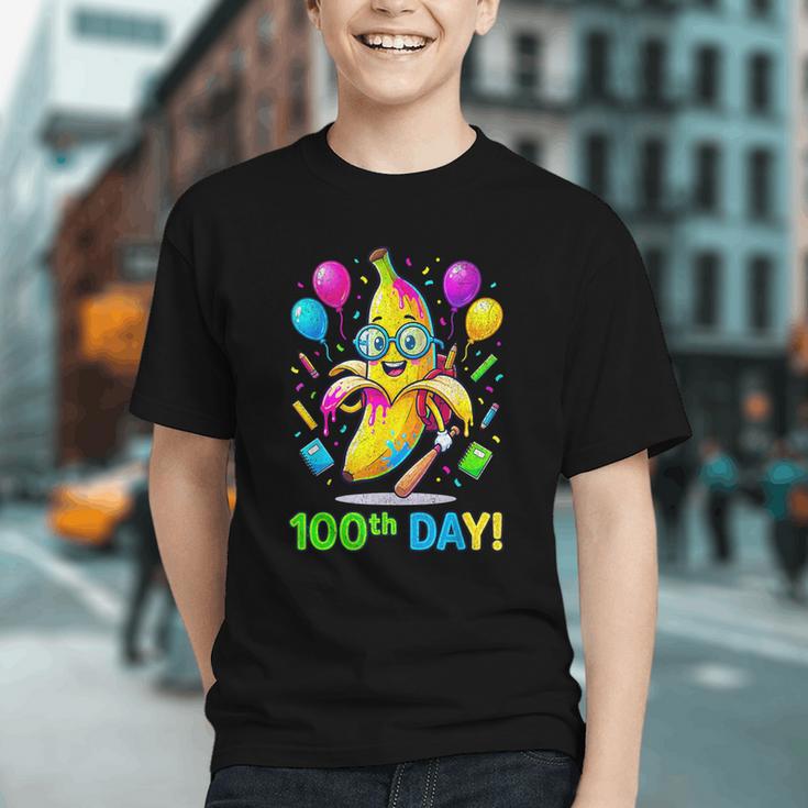 100th Day Of School Banana Baseball Drip For Kids Youth Girl Graphic Youth