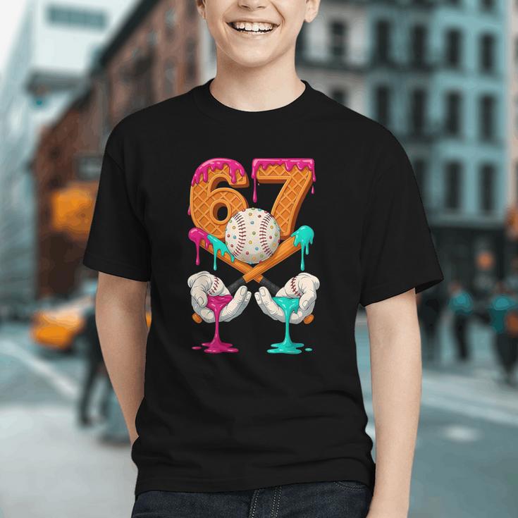 6 7 Ice Cream Drip Baseball Number 67 Player Boy Girl Kids Graphic Youth