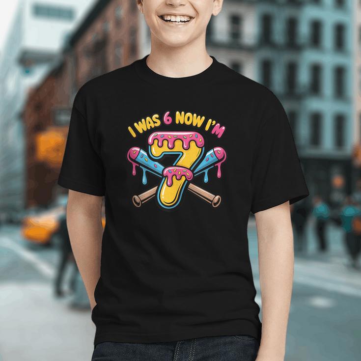I Was 6 Now I'm 7 Dripping Ice Cream Baseball 67 Drip Graphic Youth