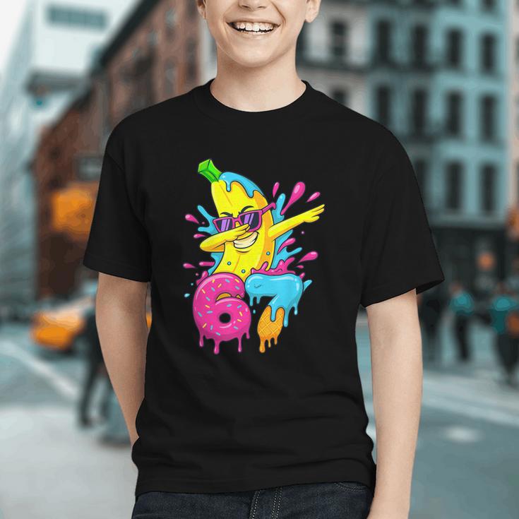 67 Dabbing Banana Baseball 6 7 Dripping Ice Cream Meme Graphic Youth