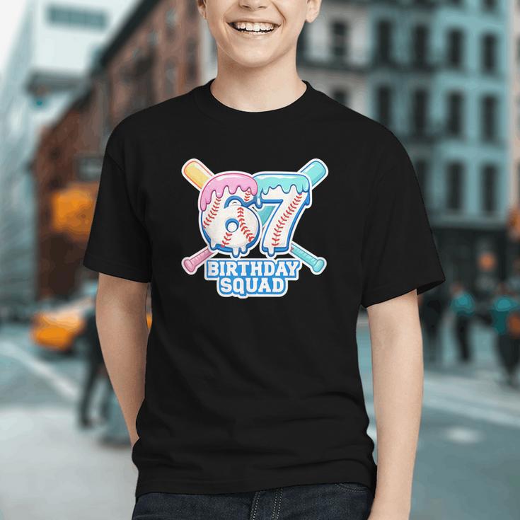 67th Birthday Squad Baseball Ice Cream Drip Birthday Squad Graphic Youth