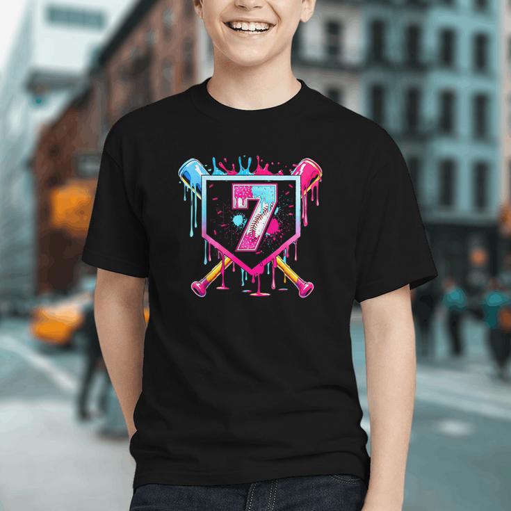 7th Birthday Boys Baseball Ice Cream Drip Boys Baseball Graphic Youth 7th Birthday Boys Baseball Ice Cream Drip Boys Baseball Graphic Youth