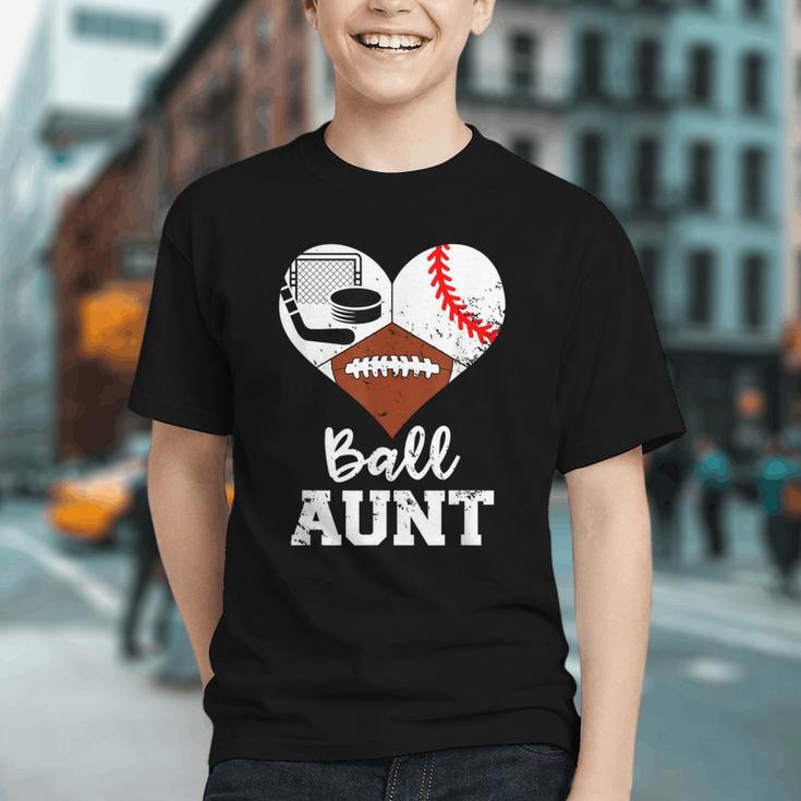 Ball Aunt Heart Football Baseball Hockey Game Day Graphic Youth Ball Aunt Heart Football Baseball Hockey Game Day Graphic Youth
