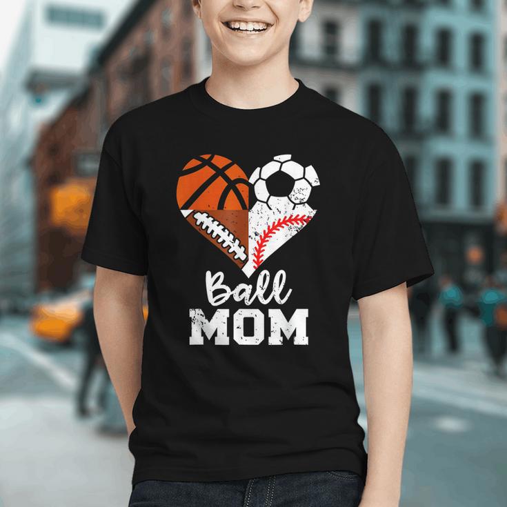 Ball Mom Heart Soccer Basketball Baseball Football Mom Graphic Youth Ball Mom Heart Soccer Basketball Baseball Football Mom Graphic Youth
