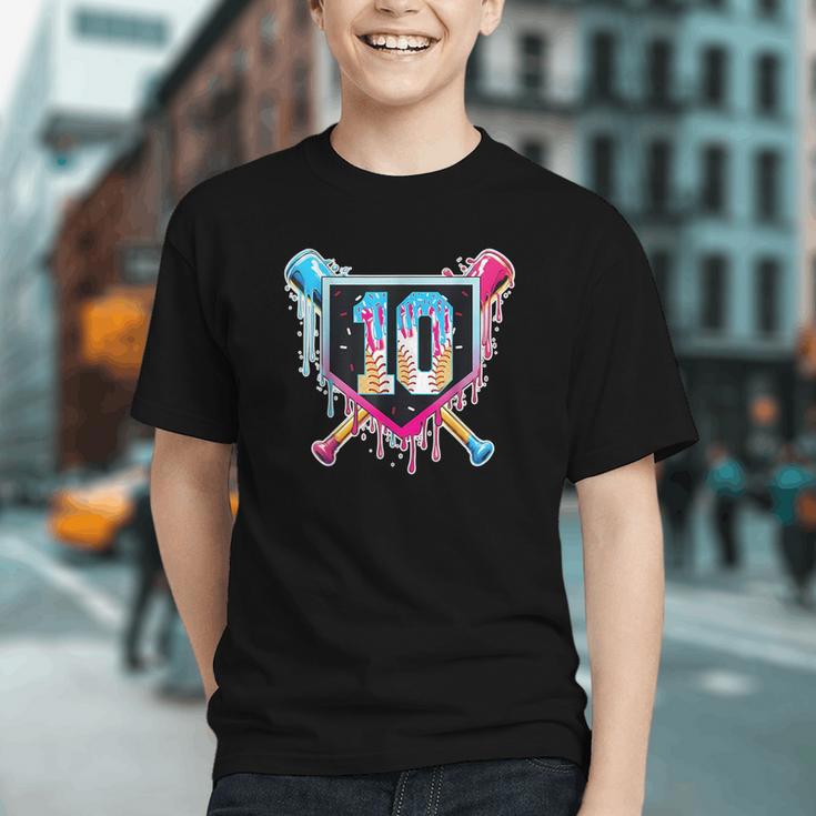 Baseball 10 Year Old Boy Ice Cream Drip 10th Birthday Player Graphic Youth Baseball 10 Year Old Boy Ice Cream Drip 10th Birthday Player Graphic Youth