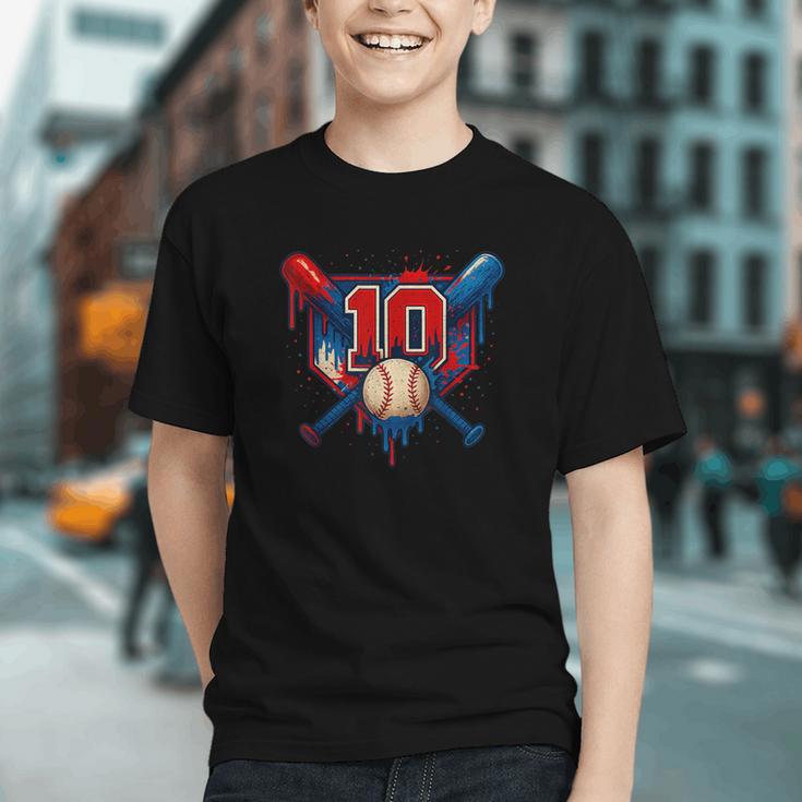 Baseball 10 Year Old Splash Drip 10th Birthday Boy Number 10 Graphic Youth Baseball 10 Year Old Splash Drip 10th Birthday Boy Number 10 Graphic Youth