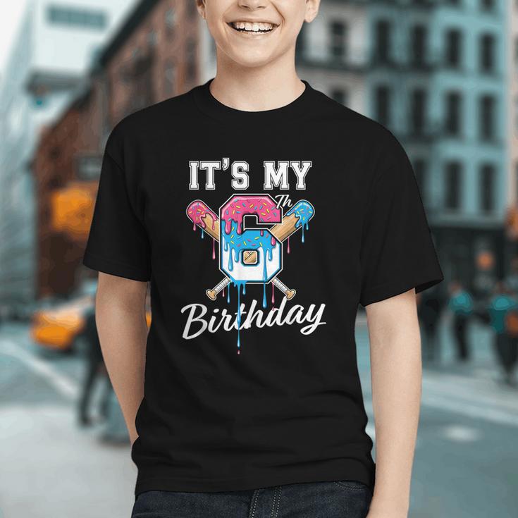 Baseball 6 Year Old Ice Cream Drip 6th Birthday Boy Number 6 Graphic Youth Baseball 6 Year Old Ice Cream Drip 6th Birthday Boy Number 6 Graphic Youth