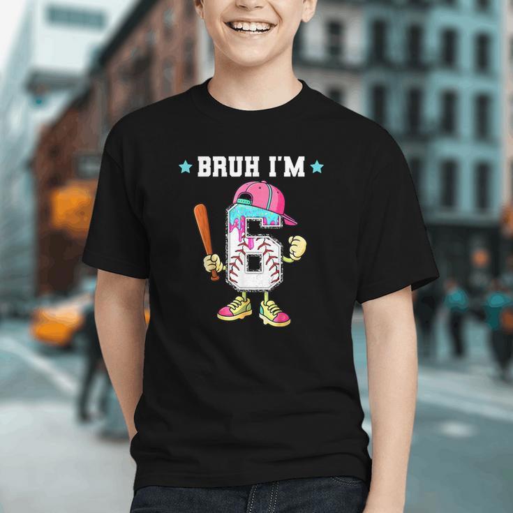 Baseball 6th Birthday Boy Ice Cream Drip Bruh I'm 6 Year Old Graphic Youth Baseball 6th Birthday Boy Ice Cream Drip Bruh I'm 6 Year Old Graphic Youth