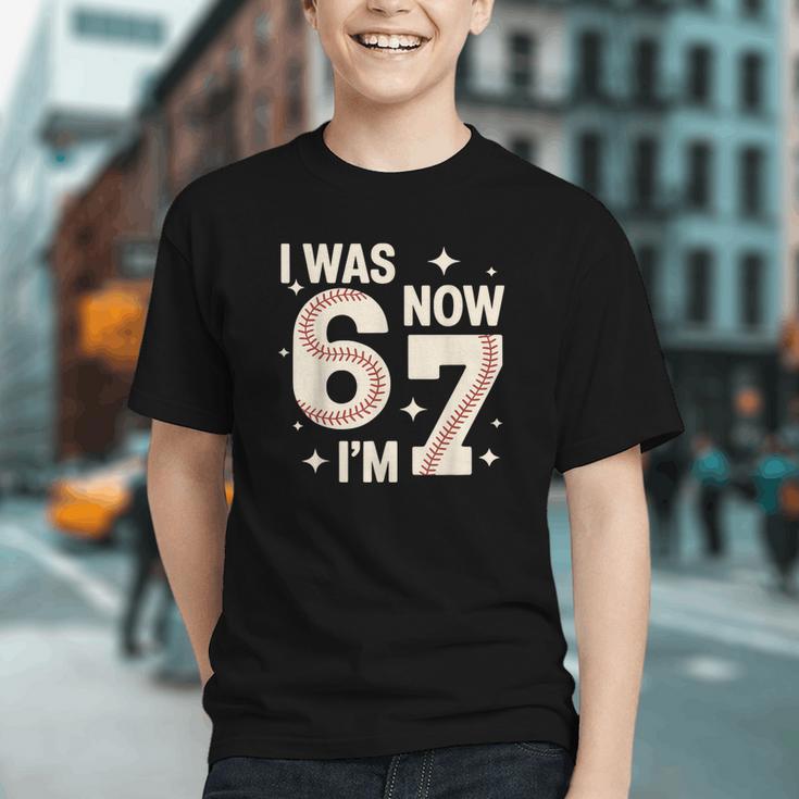 Baseball 7th Birthday 6 7 Years Old I Was 6 Now I'm 7 Graphic Youth
