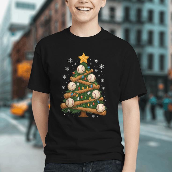 Baseball Bat Christmas Tree Lights Holiday Xmas Graphic Youth