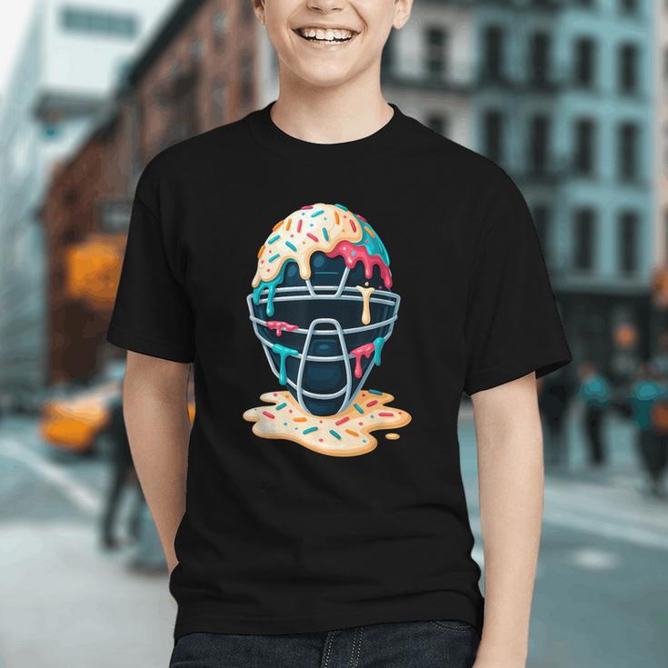 Baseball Catcher Mask Ice Cream Dripping Baseball Boy Youth Graphic Youth