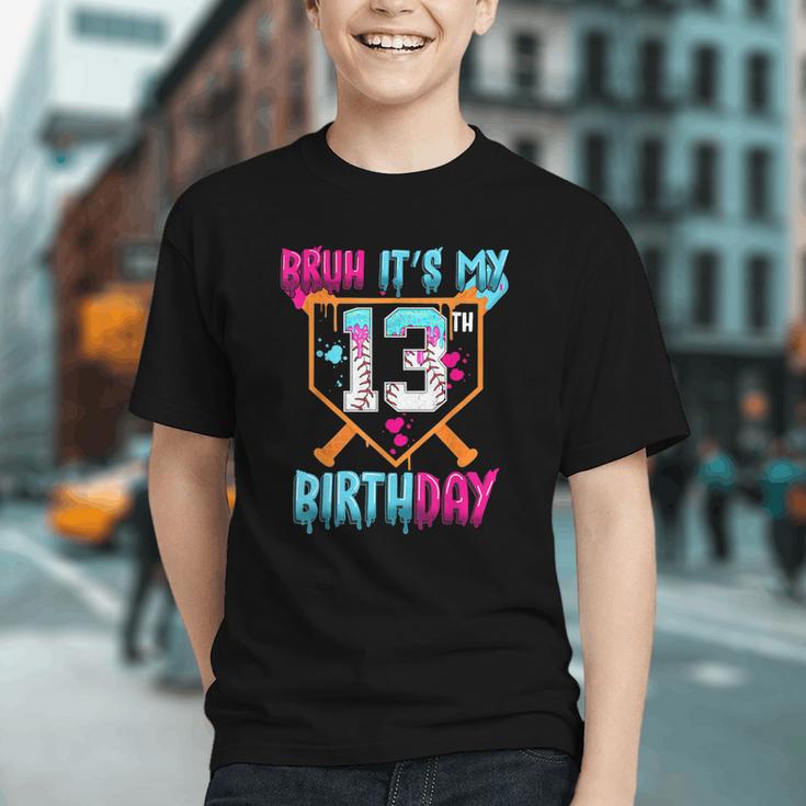 Baseball Drip Bruh It's My 13th Birthday Boy Ice Cream Drip Graphic Youth Baseball Drip Bruh It's My 13th Birthday Boy Ice Cream Drip Graphic Youth
