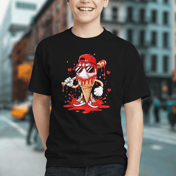Baseball Drip Ice Cream Apparel Youth Boys Valentines Graphic Youth