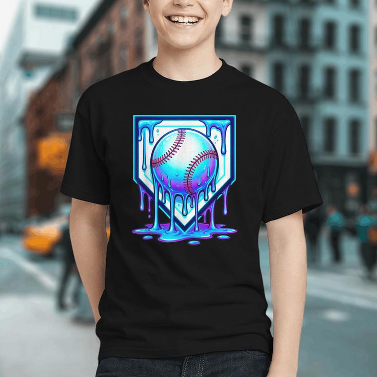 Baseball Drip Ice Cream Blue Glow Melt Ball Graphic Graphic Youth Baseball Drip Ice Cream Blue Glow Melt Ball Graphic Graphic Youth