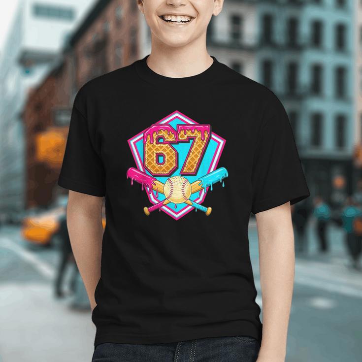 Baseball Drip Jersey Number 67 For Players & 67th Birthday Graphic Youth