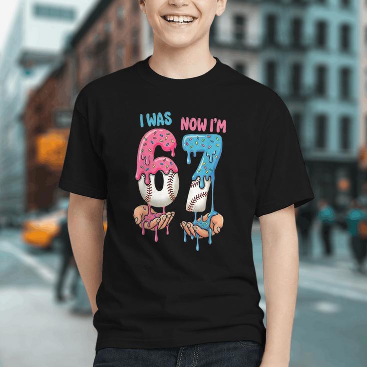 Baseball Ice Cream I Was 6 Now I'm 7 67 Birthday Boy Graphic Youth