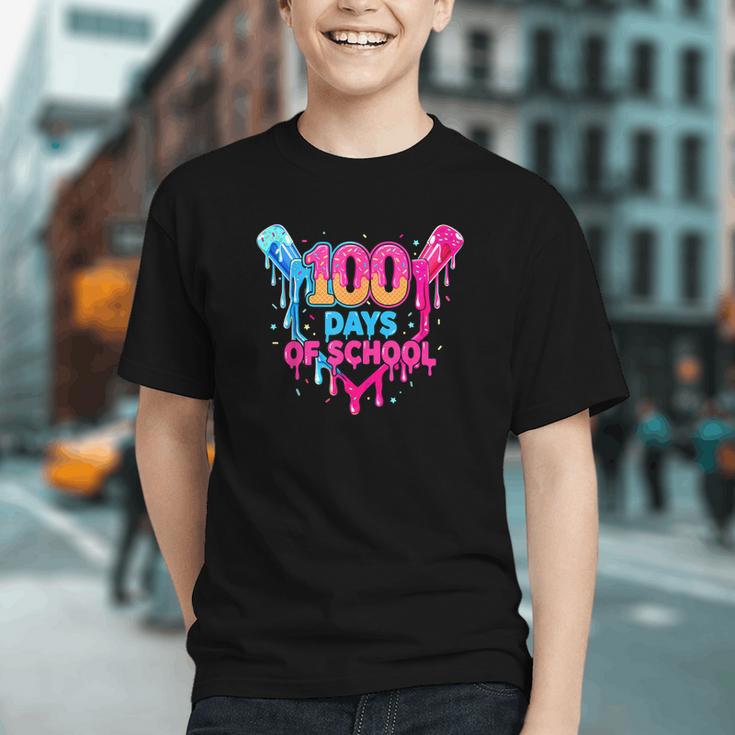 Baseball Ice Cream Drip 100 Days Of School Boys Girls 100th Graphic Youth Baseball Ice Cream Drip 100 Days Of School Boys Girls 100th Graphic Youth