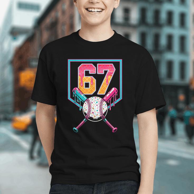 Baseball Ice Cream Drip Number 67 Player 67th Birthday Men Graphic Youth Baseball Ice Cream Drip Number 67 Player 67th Birthday Men Graphic Youth