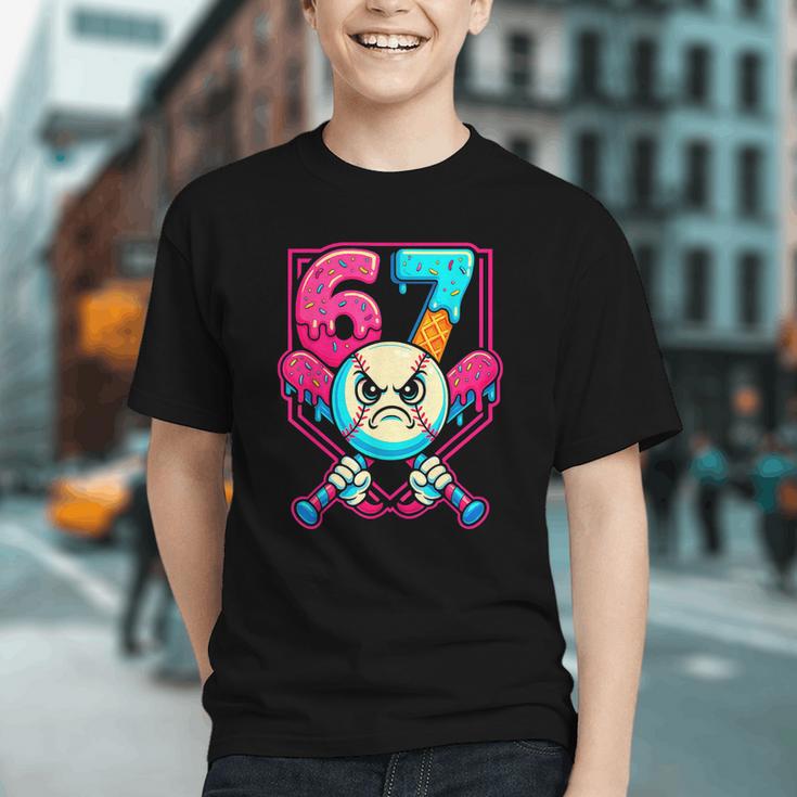 Baseball Ice Cream Drip Number 67 Six Seven Meme 67 Graphic Youth