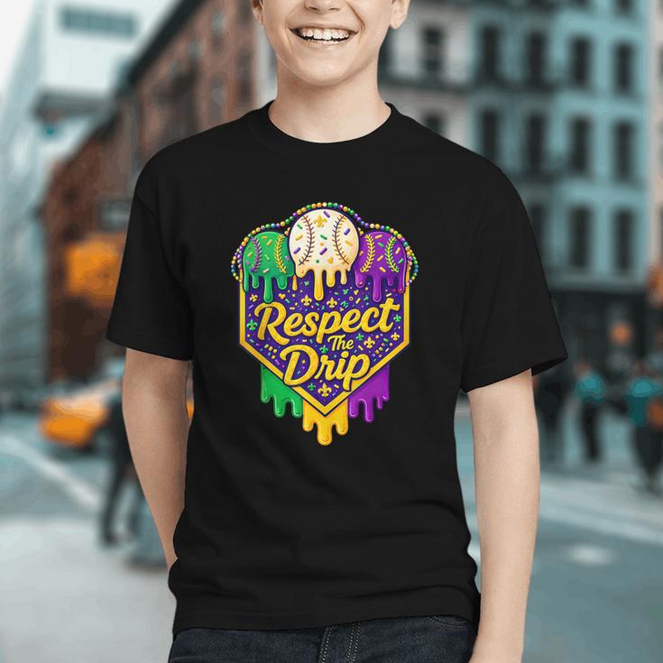 Baseball Ice Cream Respect The Drip Mardi Gras Carnival Boys Graphic Youth Baseball Ice Cream Respect The Drip Mardi Gras Carnival Boys Graphic Youth