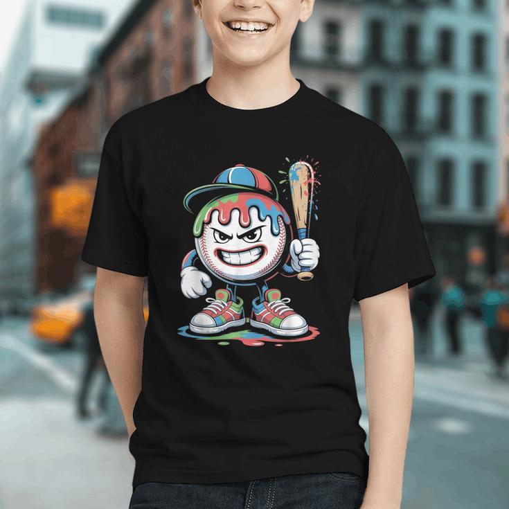 Baseball Mascot Attitude Graffiti Splash Bat Cap Graphic Youth