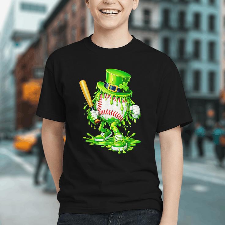 Baseball Player Ice Cream Drip Shamrocks St Patrick's Day Graphic Youth Baseball Player Ice Cream Drip Shamrocks St Patrick's Day Graphic Youth