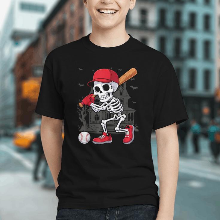 Baseball Skeleton Halloween Playing Graphic Youth Baseball Skeleton Halloween Playing Graphic Youth