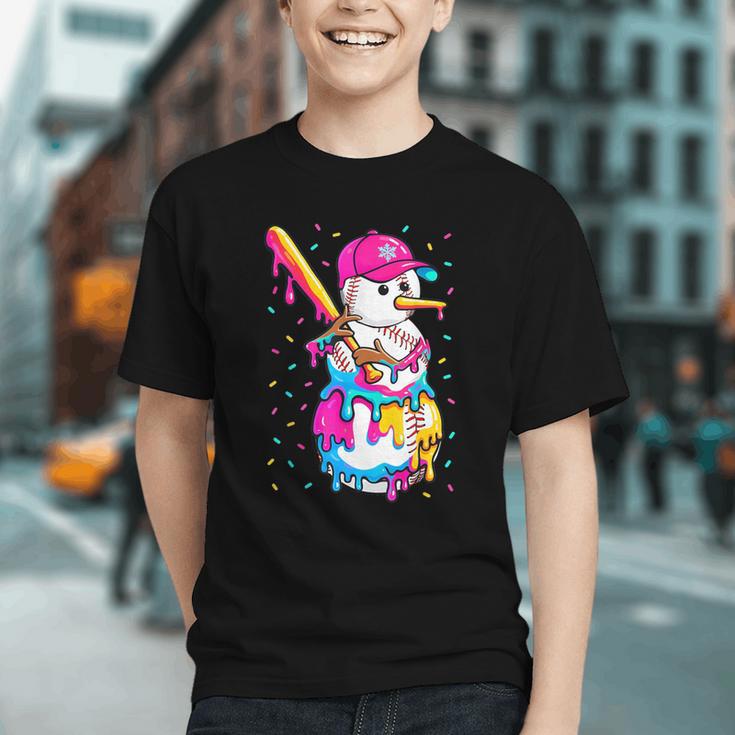 Baseball Snowman Drip Christmas Baseball Boys Men Kids Graphic Youth