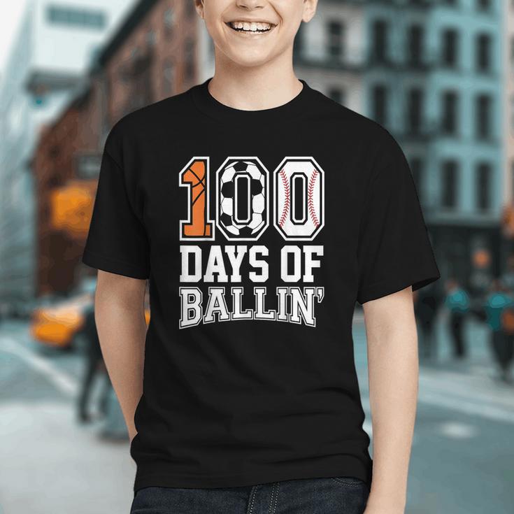 Baseball Soccer Basketball 100 Days Of School Graphic Youth Baseball Soccer Basketball 100 Days Of School Graphic Youth