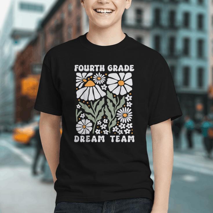 Boho Floral Fourth Grade Dream Team Back to School Youth T-Shirt