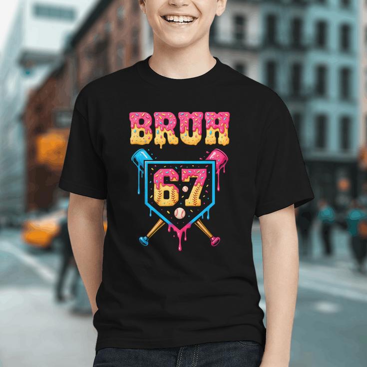 Bruh Baseball Ice Cream Drip Number 67 Player 67th Birthday Graphic Youth