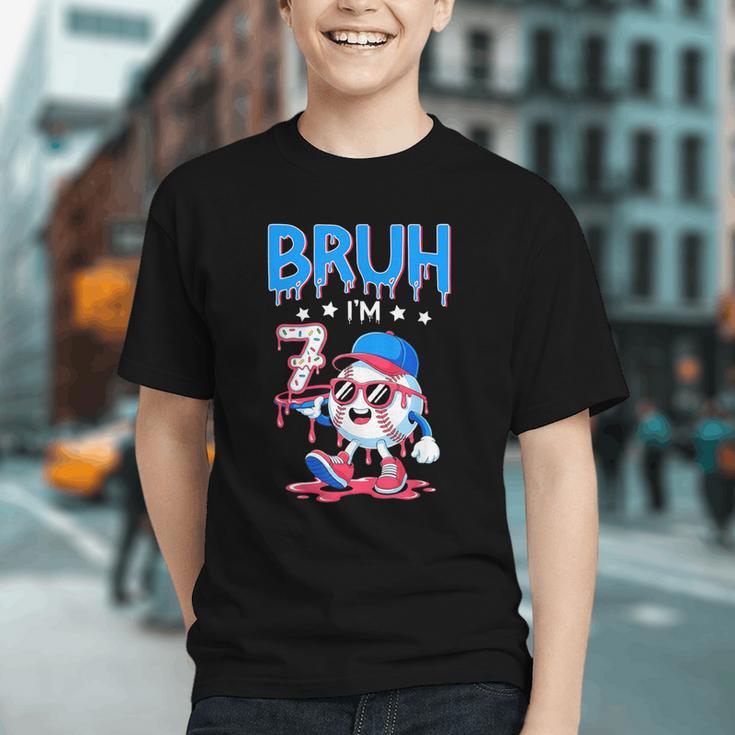Bruh I'm 7 Baseball Ice Cream Drip It's My 7th Birthday Graphic Youth