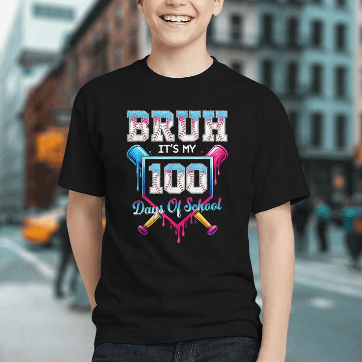 Bruh It's My 100 Days Of School Baseball Ice Cream Drip Boys Graphic Youth