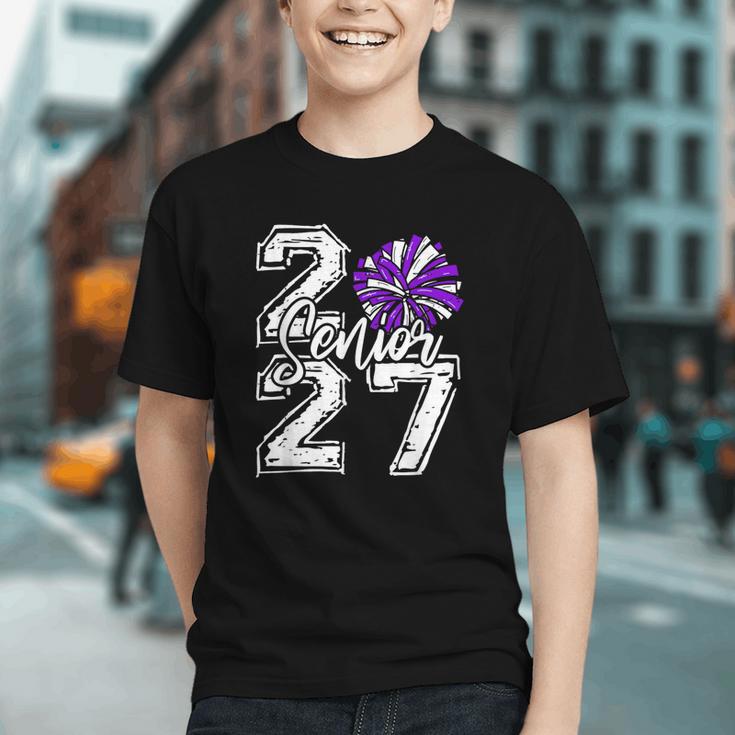 Class Of 2027 Cheer Purple Senior 2027 Back To School Graphic Youth