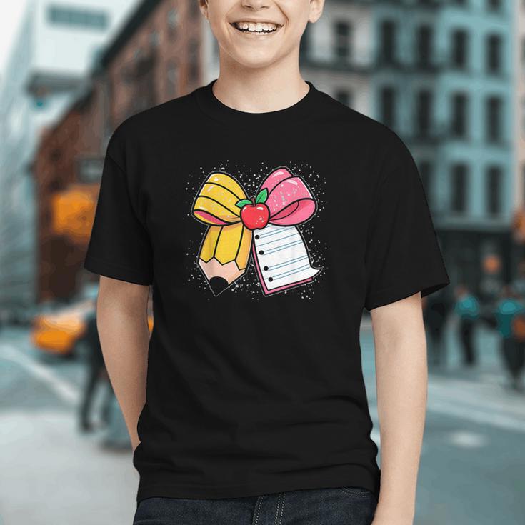Coquette Pencil Bow First Day Back to School Youth T-Shirt Coquette Pencil Bow First Day Back to School Youth T-Shirt