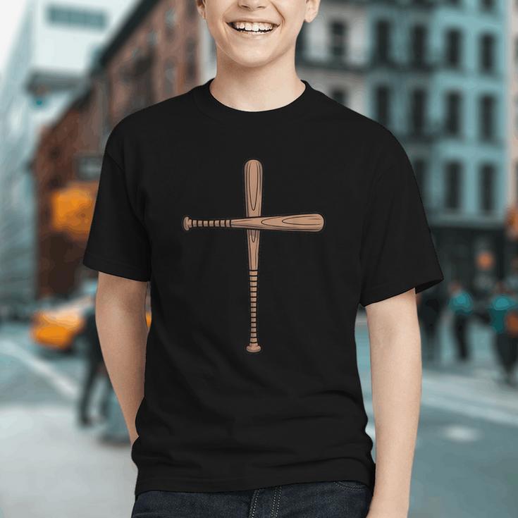 Cross Baseball Bats Christian Faith Sports Coach Pitcher Graphic Youth