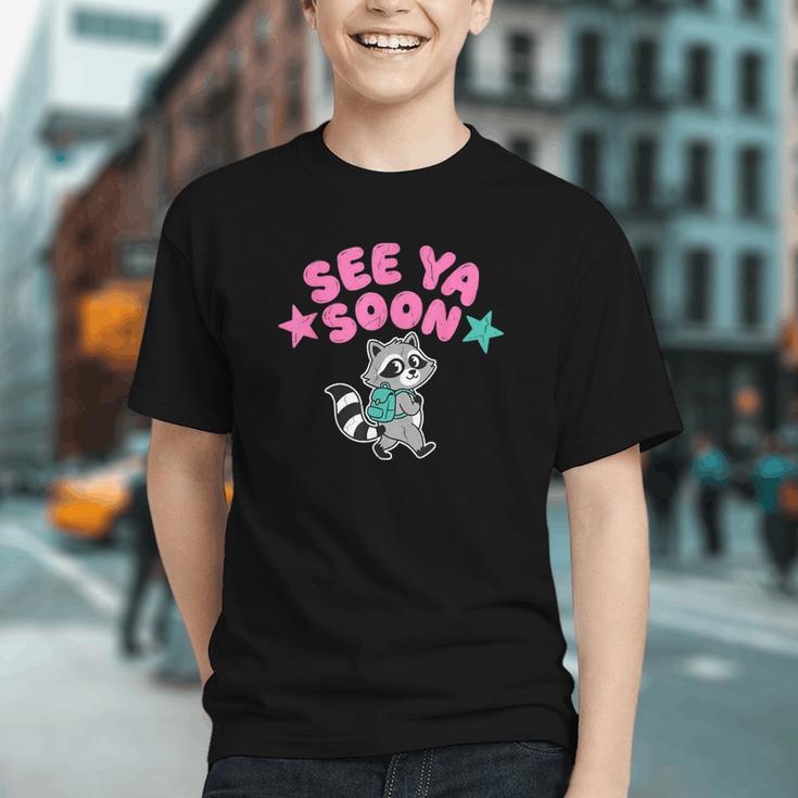 Cute Raccoon Chasing Summer Away Back to School Youth T-shirt Cute Raccoon Chasing Summer Away Back to School Youth T-shirt