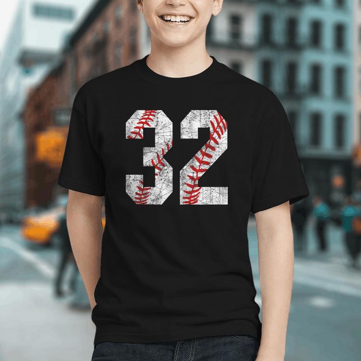 Distressed Baseball Number 32 Jersey Uniform Player Fan Graphic Youth