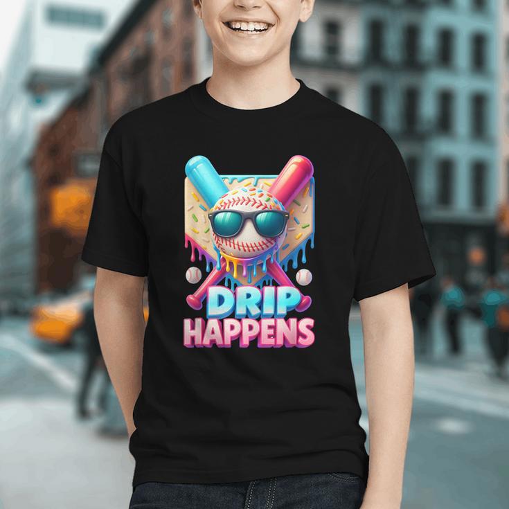 Drip Happens Baseball Ice Cream Bat And Ball With Sunglasses Graphic Youth