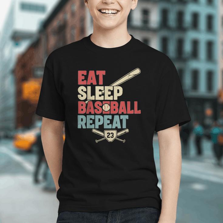 Eat Sleep Baseball Repeat Bat Ball Player Fan Graphic Youth