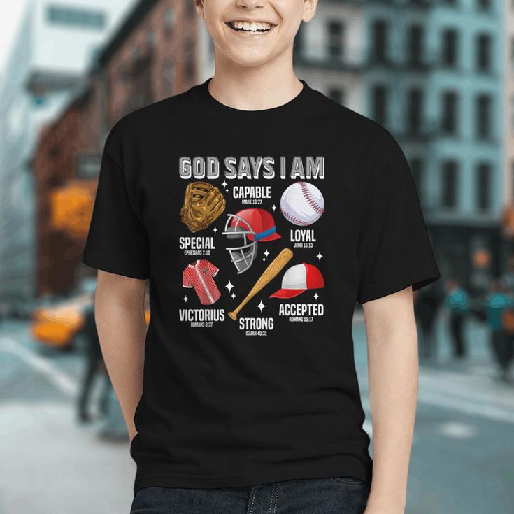 God Says I Am Baseball Player Catcher Pitcher Boys Men Graphic Youth God Says I Am Baseball Player Catcher Pitcher Boys Men Graphic Youth