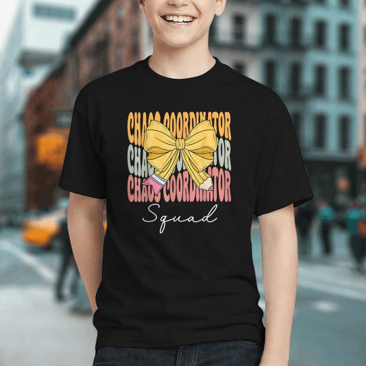 Groovy Bow Chaos Coordinator Back to School Youth T-Shirt Groovy Bow Chaos Coordinator Back to School Youth T-Shirt