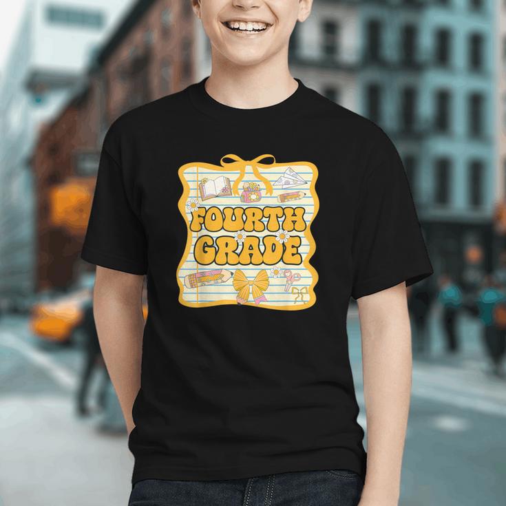Groovy Bow Vibes for 4th Grade Back to School Youth T-Shirt