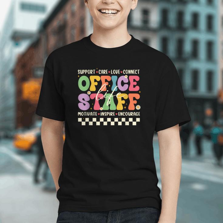 Groovy Floral Office Staff Vibe Back to School Youth T-Shirt Groovy Floral Office Staff Vibe Back to School Youth T-Shirt